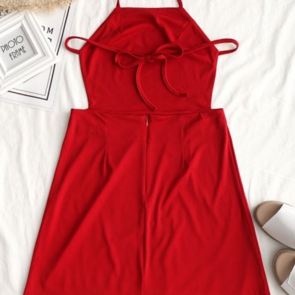 Zaful open back red dress